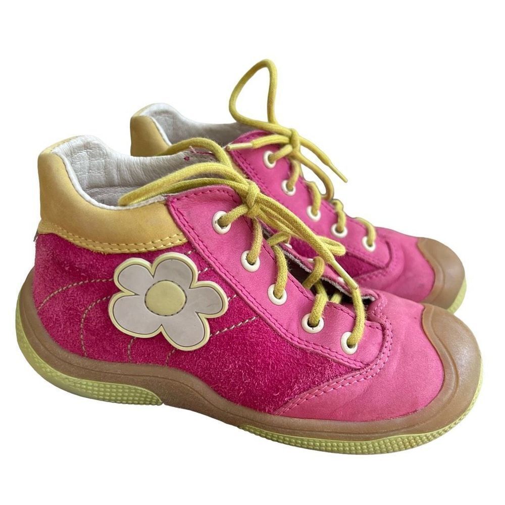 Pink and Yellow Kids Boots with Flower Design